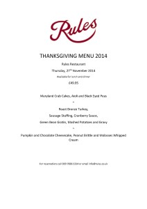 Thanksgiving Menu 2014